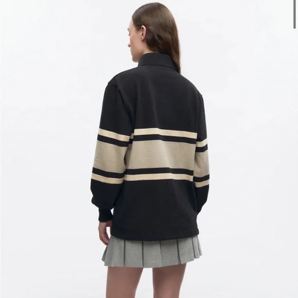 KOTN Black and Cream Zip-Up Sweater - Picture 11 of 11